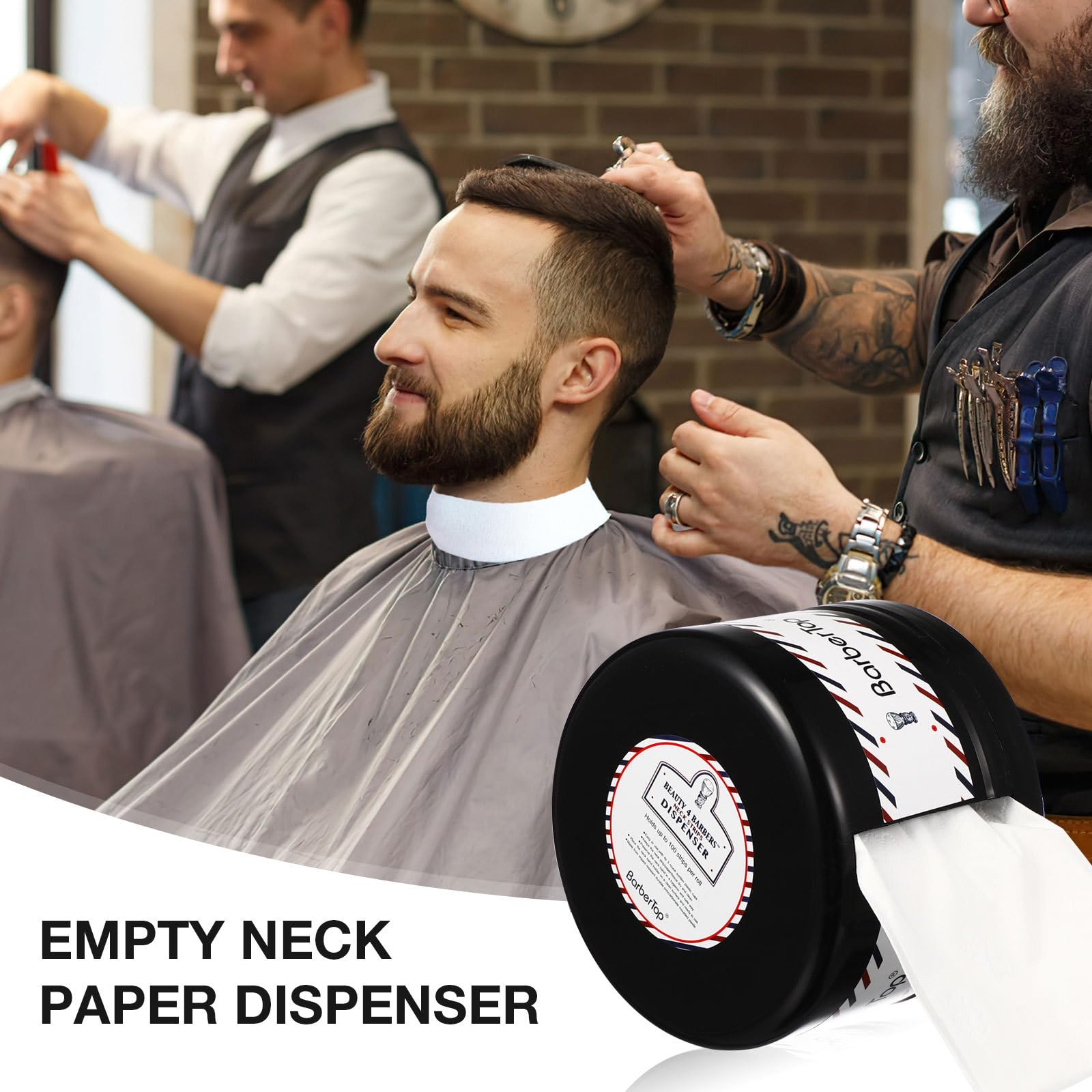 Uonlytech Neck Strips Dispenser, Neck Roll Paper Box Paper Barber Neck Strips Holder Neck Cover Paper Container with Suction Cup Base for Salon Haircut