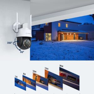 SANNCE 5MP Outdoor IP Security Camera, PTZ WiFi Outdoor Camera, 20X Optical Zoom Auto Tracking Home Surveillance Camera, Motion Detection Color Night Vision 2-Way Audio IP66 Sound & Light Alarm