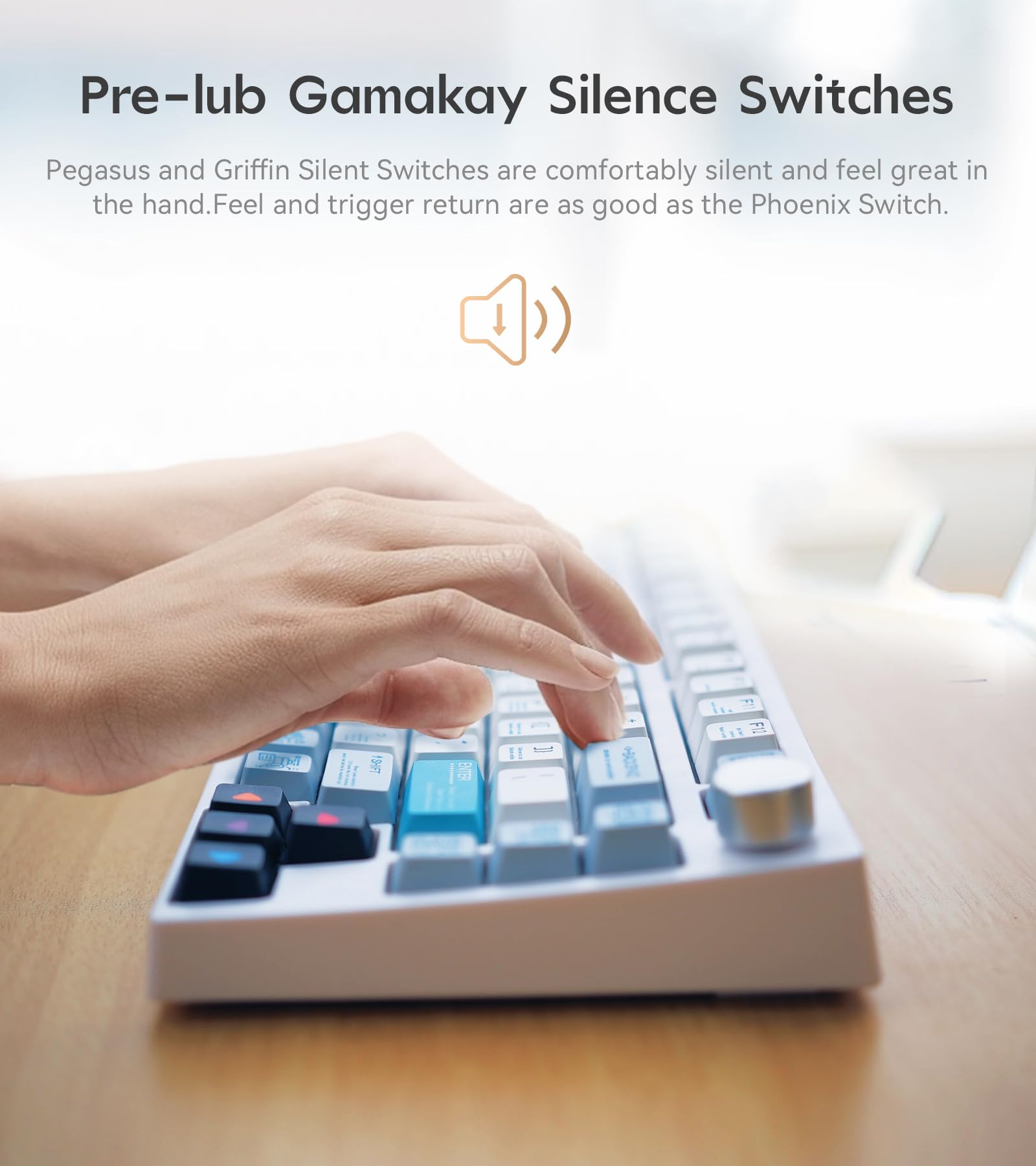 GK GAMAKAY TK75 75% Mechanical Keyboard with Knob Control, Hot Swap RGB Bluetooth 5.0/2.4GHz Wireless/USB-C Wired PBT Cherry Profile Keycaps Gaming Keyboard for Windows Mac (Gateron Red Switch)