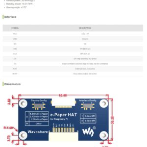 Coolwell 2.13 Inch Flexible E-Ink Display HAT Module Black/White SPI Interface E-Paper for Raspberry Pi 2B/3B/Zero/Zero W Supports Partial Refresh for Curved Surface Display