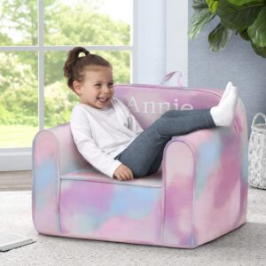 Delta Children Personalized Cozee Chair – Customize with Name – Foam Kids Chair for Ages 18 Months and Up, Tie Dye