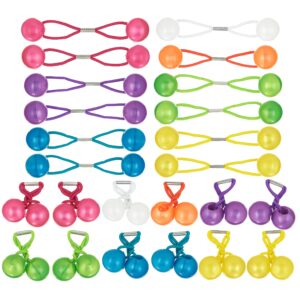 Expressions 24pc Ponytail Ball Hair Elastics Collection,Brightly Colored Marble Finish Twin Bead Ponytail Balls For Girls And Toddlers