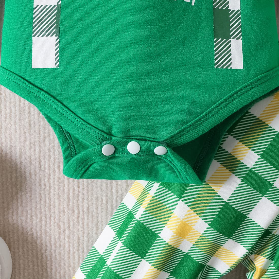 flower frail Infant Baby Boy My first St Patricks Day Outfit Newborn Green Bow Tie Romper Irish Clover Pant Set and Hat 3-6M