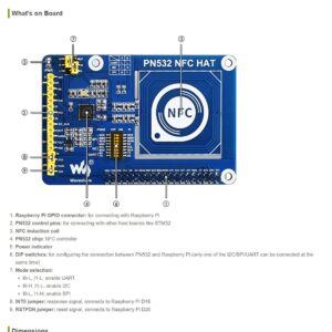 Coolwell PN532 NFC HAT for Raspberry Pi I2C / SPI/UART Interface Near Field Communication Supports Various NFC/RFID Cards Like MIFARE/NTAG2xx Raspberry Python/C, STM32, Ardui Code Provided