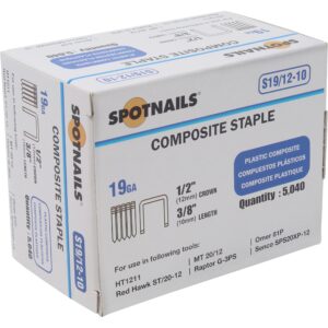 Spotnails S19/12-10 19GA 1/2" Crown x 3/8" Leg Composite Staples 5040 Count