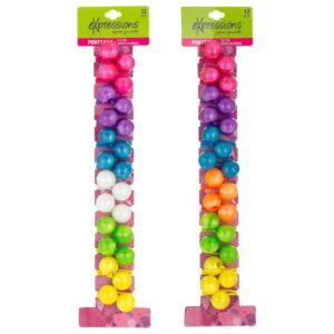 Expressions 24pc Ponytail Ball Hair Elastics Collection,Brightly Colored Marble Finish Twin Bead Ponytail Balls For Girls And Toddlers