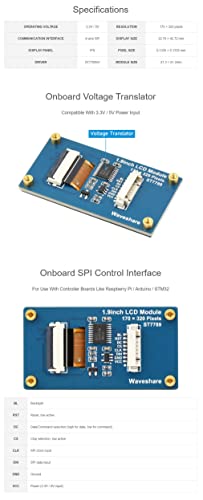 1.9inch LCD Display Module, IPS Screen, Embedded ST7789V2 Driver Chip, Using SPI Interface,170×32,262K Colors