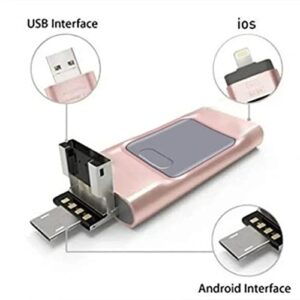 4 in 1 High Speed USB Multi Drive Flash Drive, Flash Drive for iPhone & Photo Stick for Android Phones, Photo Stick Omni for iPhone and Computer (Gold,64GB)