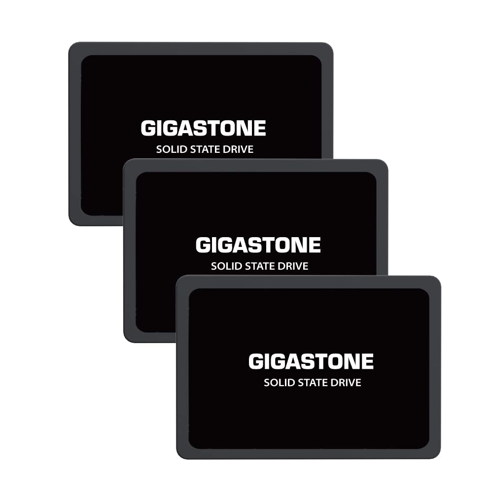 Gigastone SATA SSD 250GB (3-Pack) 2.5 inch SSD 500MB/s Upgrade Laptop PC Memory and Storage PS4 HDD Replacement 2.5" Internal Solid State Hard Drives SATA III SLC Cache 3D NAND Increase Performance