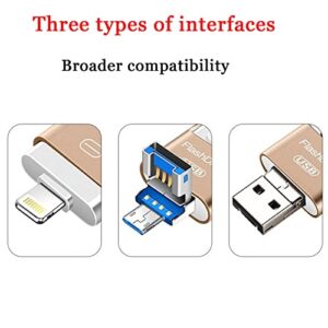 4 in 1 High Speed USB Multi Drive Flash Drive, Flash Drive for iPhone & Photo Stick for Android Phones, Photo Stick Omni for iPhone and Computer (Gold,64GB)