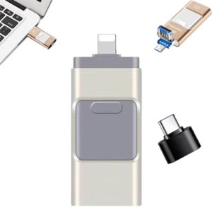 4 in 1 High Speed USB Multi Drive Flash Drive, Flash Drive for iPhone & Photo Stick for Android Phones, Photo Stick Omni for iPhone and Computer (Silver,125GB)