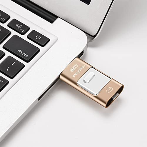 4 in 1 High Speed USB Multi Drive Flash Drive, Flash Drive for iPhone & Photo Stick for Android Phones, Photo Stick Omni for iPhone and Computer (Gold,64GB)