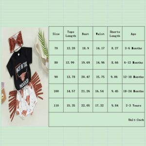 Western Baby Girl Clothes Boho Cow Print Short Sleeve T Shirt Top + Bloomer Shorts Set Infant Summer Outfits (A-Black, 3-6 Months)