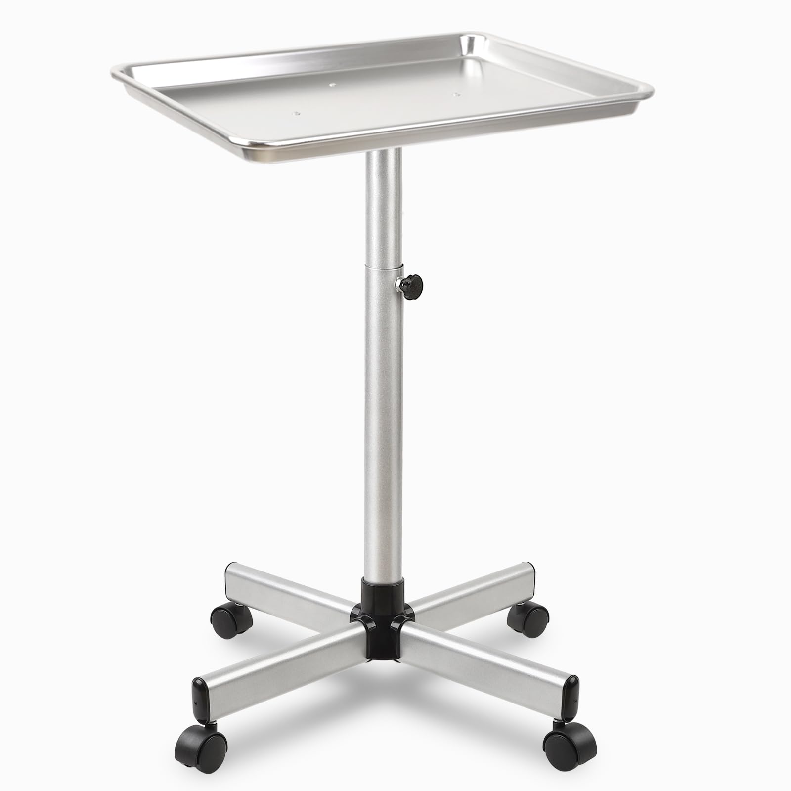 Salon Tray Cart on Wheels-Height Adjustable Color Tray-Salon Service Rolling Tray-Premium Aluminum Color Tray for Hair