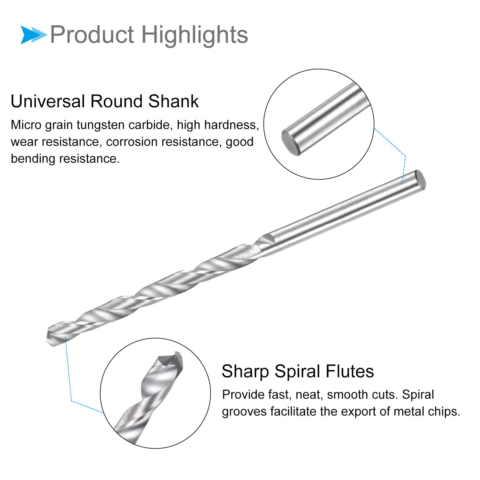 CoCud Solid Carbide Drill Bits, 3.1mm Diameter, K35 Tungsten Carbide Straight Shank Twist Drill Bits - (Applications: for Stainless Steel Alloy), 1-Piece