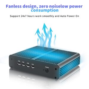 Kinupute Fanless Mini PC, Desktop Computer i7-1165G7 2.8-4.7GHz, Windows 11 Pro, 16G DDR4, 256G NVME SSD, Iris Xe Graphics, HDMI/DP, 8K, Gigabit Ethernet, BT5.1, WiFi 6 for Industrial/Office/HTPC