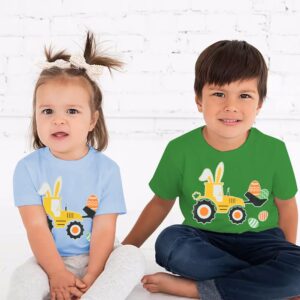 Toddler Boys T-Shirt Easter Shirt Eggs Tractor Bunny Tops Kids Short Sleeve Hoppy Easter Baby Tees 2T