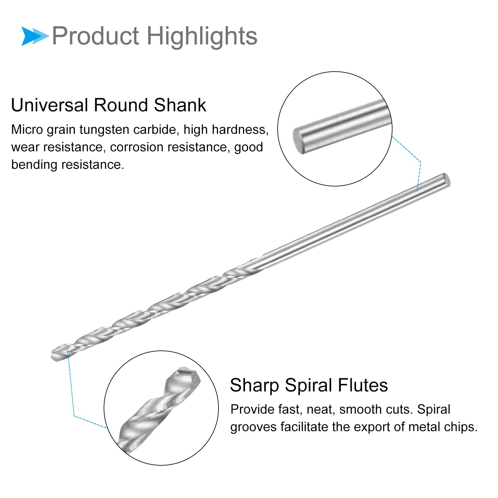 CoCud Solid Carbide Drill Bits, 2mm Diameter, K35 Tungsten Carbide Straight Shank Twist Drill Bits - (Applications: for Stainless Steel Alloy), 1-Piece