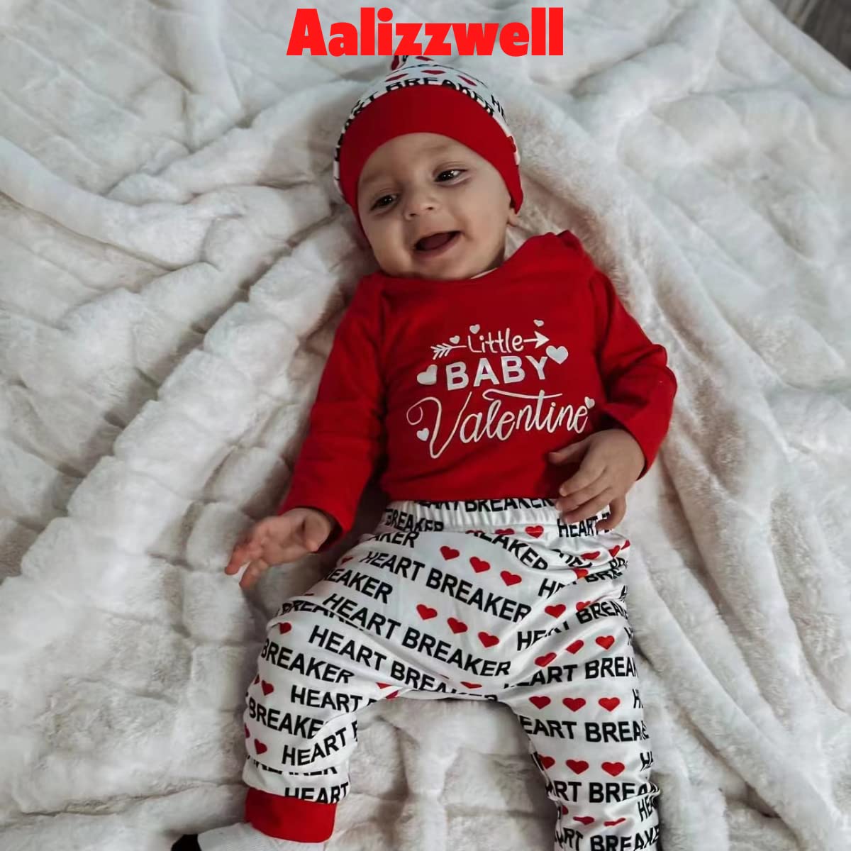 Aalizzwell Preemie Baby Boys Girls First Valentines Day Clothes Premature Heart Long Sleeve Unisex Neutral Outfit Twins Red