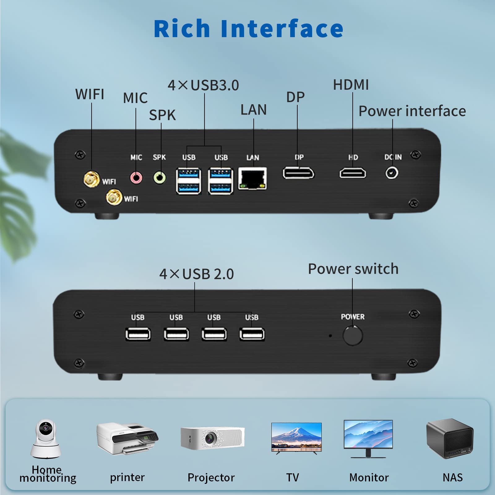 Fanless Mini PC, Kinupute Desktop Computer i7-8565U 1.8-4.6GHz, Windows 11 Pro, 16G DDR4, 256G M.2 SSD, Iris Xe Graphics, HDMI/DP, Dual Display, 4K@60Hz, Gigabit Ethernet, BT5.1, WiFi 6, Auto Power On