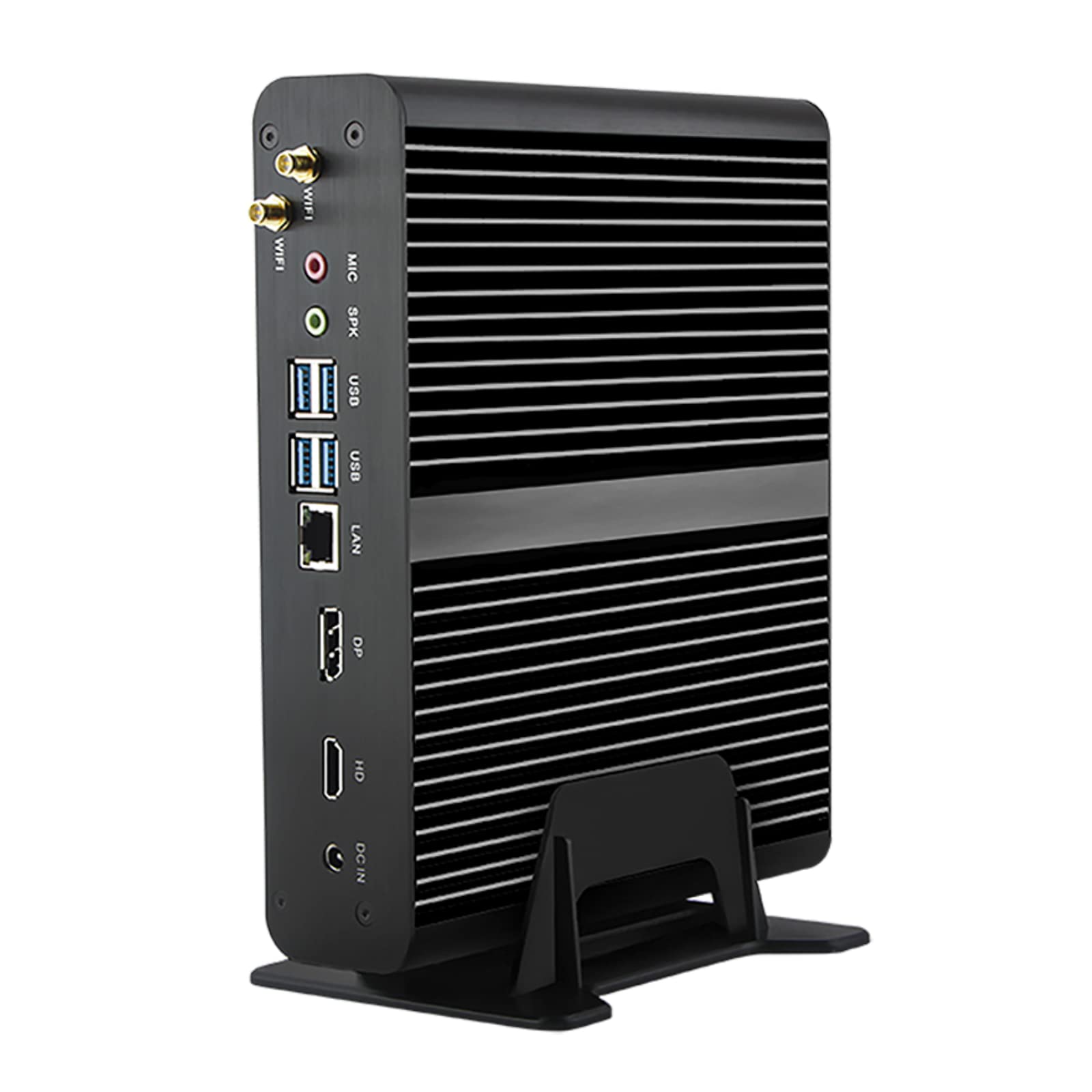 Fanless Mini PC, Kinupute Desktop Computer i7-8565U 1.8-4.6GHz, Windows 11 Pro, 16G DDR4, 256G M.2 SSD, Iris Xe Graphics, HDMI/DP, Dual Display, 4K@60Hz, Gigabit Ethernet, BT5.1, WiFi 6, Auto Power On