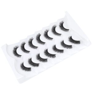 5D Mink Lashes Natural Look False Eyelashes Waved Fluffy Cat Eye Lashes Pack 15mm Short Fake Eyelashes Extension by HeyAlice, 7 Pairs - H07