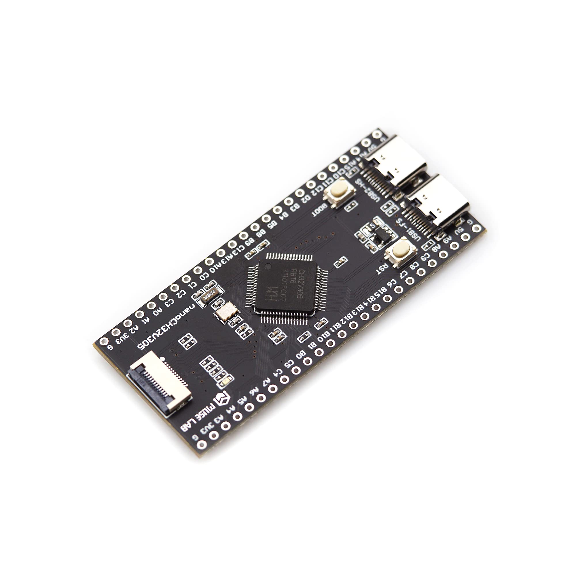 nanoCH32V305 Development Board WCH RISC-V Dual Type-C Interface USB2.0 High Speed LCD Interface SD Card Slot Open Source (nanoCH32V305+ Type-C Cable+Screen)