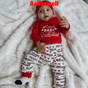 Aalizzwell Preemie Baby Boys Girls First Valentines Day Clothes Premature Heart Long Sleeve Unisex Neutral Outfit Twins Red