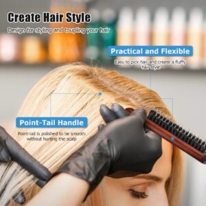 Teasing Brush, Nylon Boar Bristle Curl Training Teasing Hair Brush for Women with Rat Tail Handle Comb for Thin Thick Hair to Create Volume and Smooth