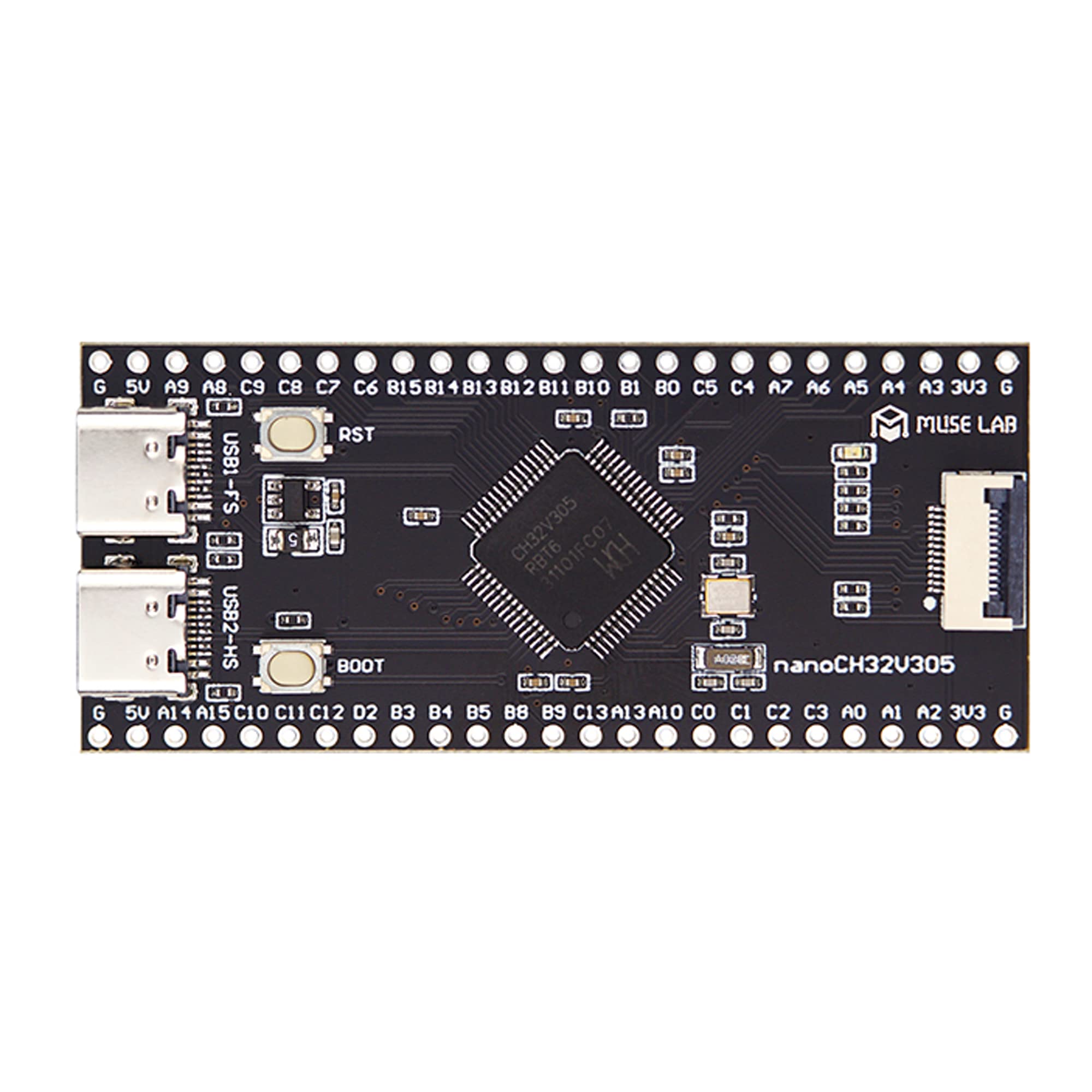 nanoCH32V305 Development Board WCH RISC-V Dual Type-C Interface USB2.0 High Speed LCD Interface SD Card Slot Open Source (nanoCH32V305+ Type-C Cable+Screen)