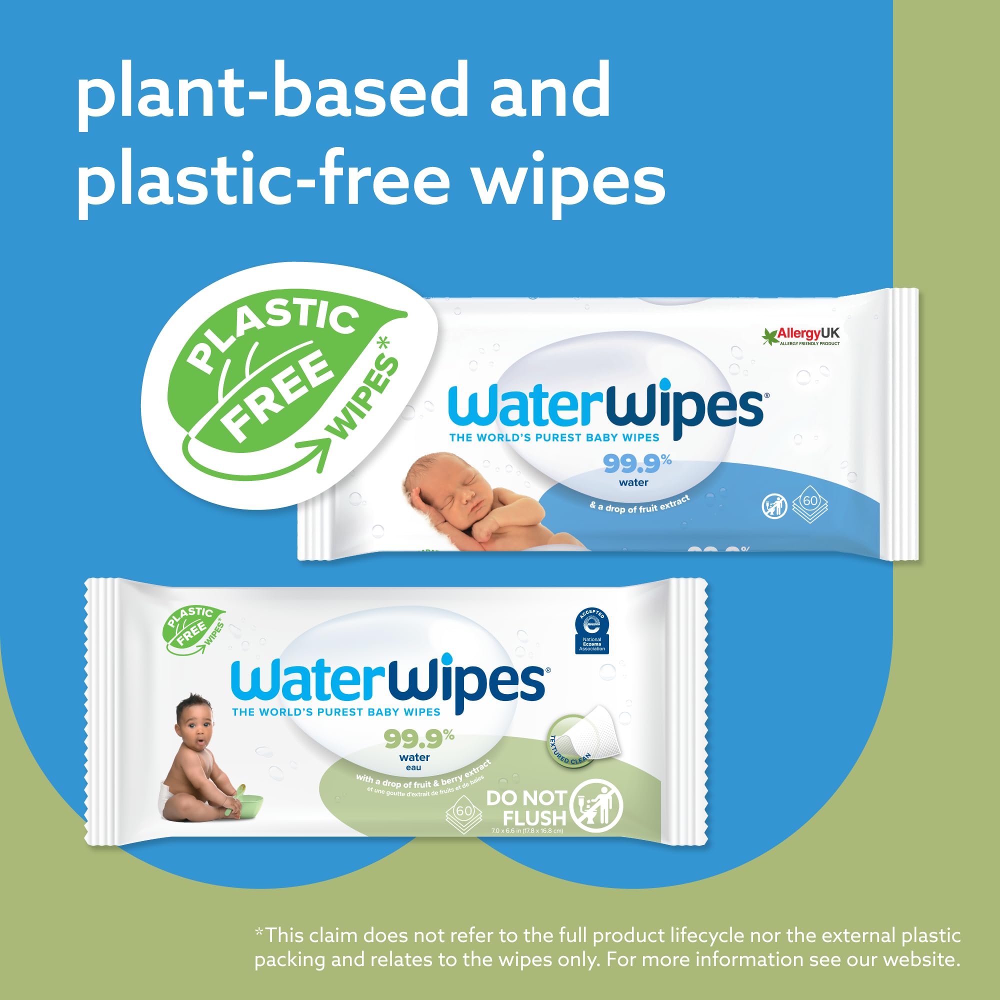 WaterWipes Bundle, Original 300 Count (5 packs) & Textured Clean Wipes 240 Count (4 packs), Plastic-Free, 99.9% Water Based Wipes, Unscented, Hypoallergenic for Sensitive Skin, Packaging May Vary