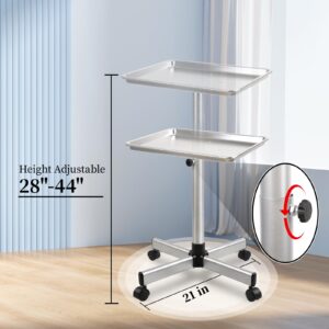 Salon Tray Cart on Wheels-Height Adjustable Color Tray-Salon Service Rolling Tray-Premium Aluminum Color Tray for Hair