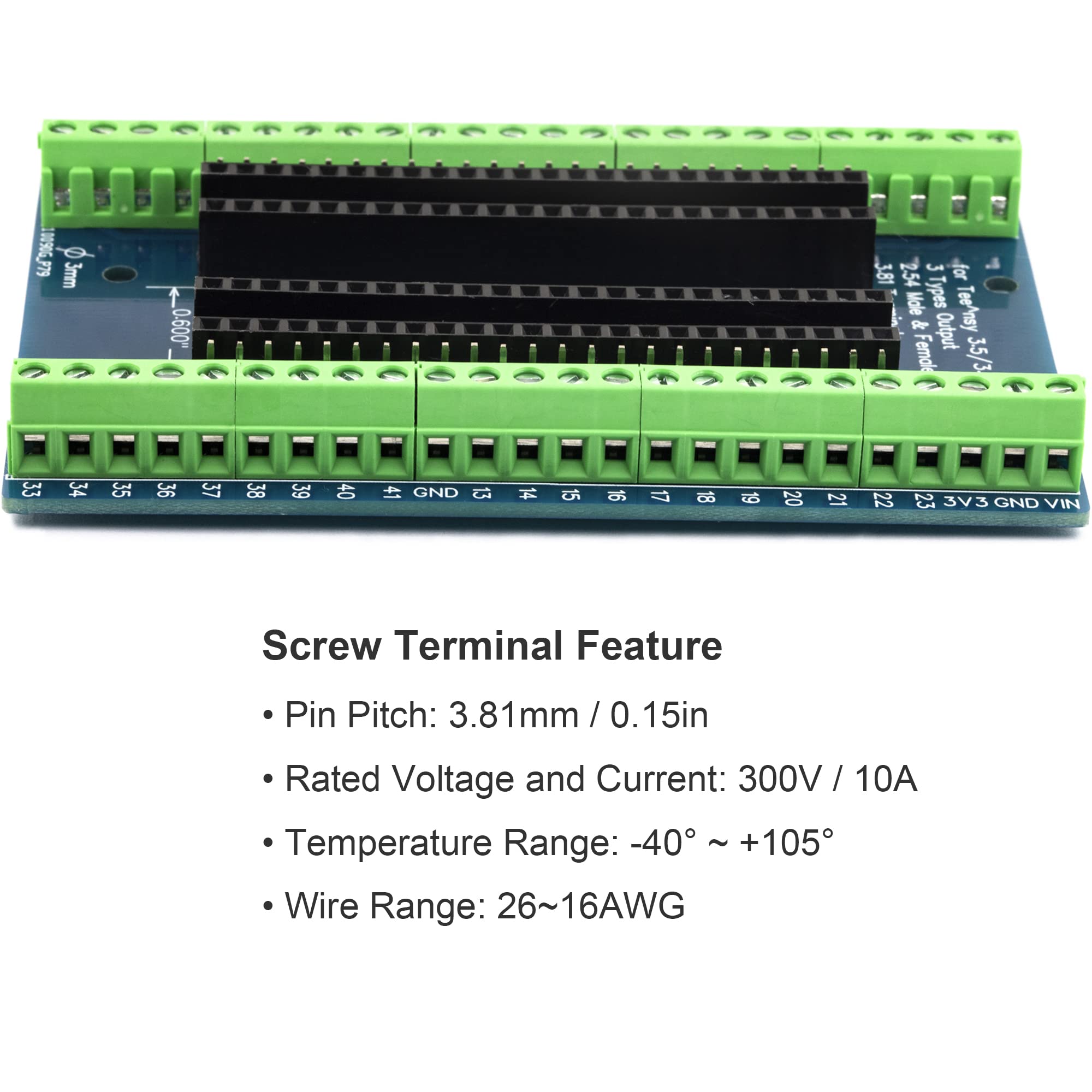 for Teensy 3.5/3.6/4.1 Module Breakout Board 48 Pin 3.81mm / 0.15" Screw Terminal Expansion Board 3 Types Output for Arduino