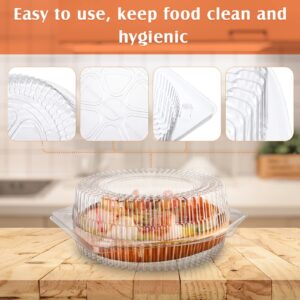 40 Pcs Disposable Pie Keeper Clear Plastic Dessert Containers with Hinged Locking Lids Round Pie Carrier Clamshell Takeout Food Containers for Flan Doughnut Cookies Salads Fruits Vegetables - 6 inch