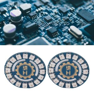 2 Pcs LED Ring Lamp Board 16pcs 5050 RGB LEDs WS2812 Chip Programmable Full Color Driver for DIY Cool and Fantastic Lighting Effects