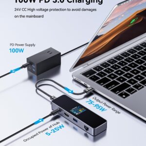 DOCKCASE Visual Smart USB C Hub (6-in-1) with HDMI Port 4K@60Hz, Gigabit Ethernet, USB-C and 2 USB-A 5Gbps Data Ports, 100w PD Power Delivery, for MacBook Air, MacBook Pro, XPS, and More