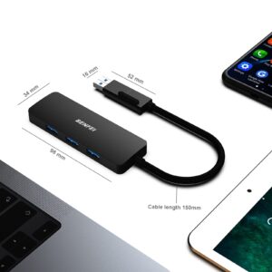 BENFEI USB 3.0 Hub, USB-C HUB, 2-in-1 USB Type-A/Type-C Hub with 4 USB 3.0 Ports Compatible for MacBook, Mac Pro, Mac Mini, iMac, Surface Pro, XPS, PC, Flash Drive, Mobile HDD