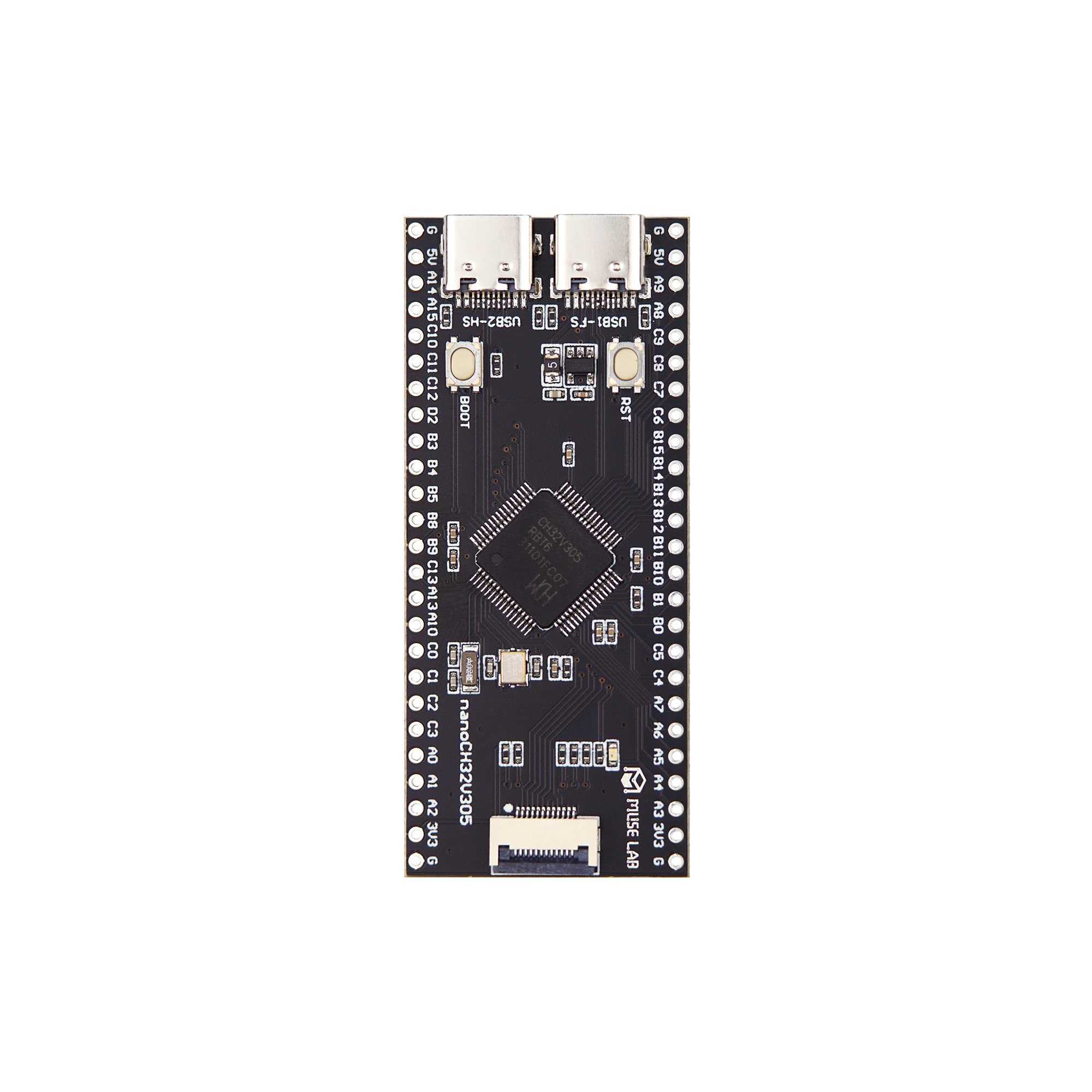 nanoCH32V305 Development Board WCH RISC-V Dual Type-C Interface USB2.0 High Speed LCD Interface SD Card Slot Open Source (nanoCH32V305+ Type-C Cable+Screen)