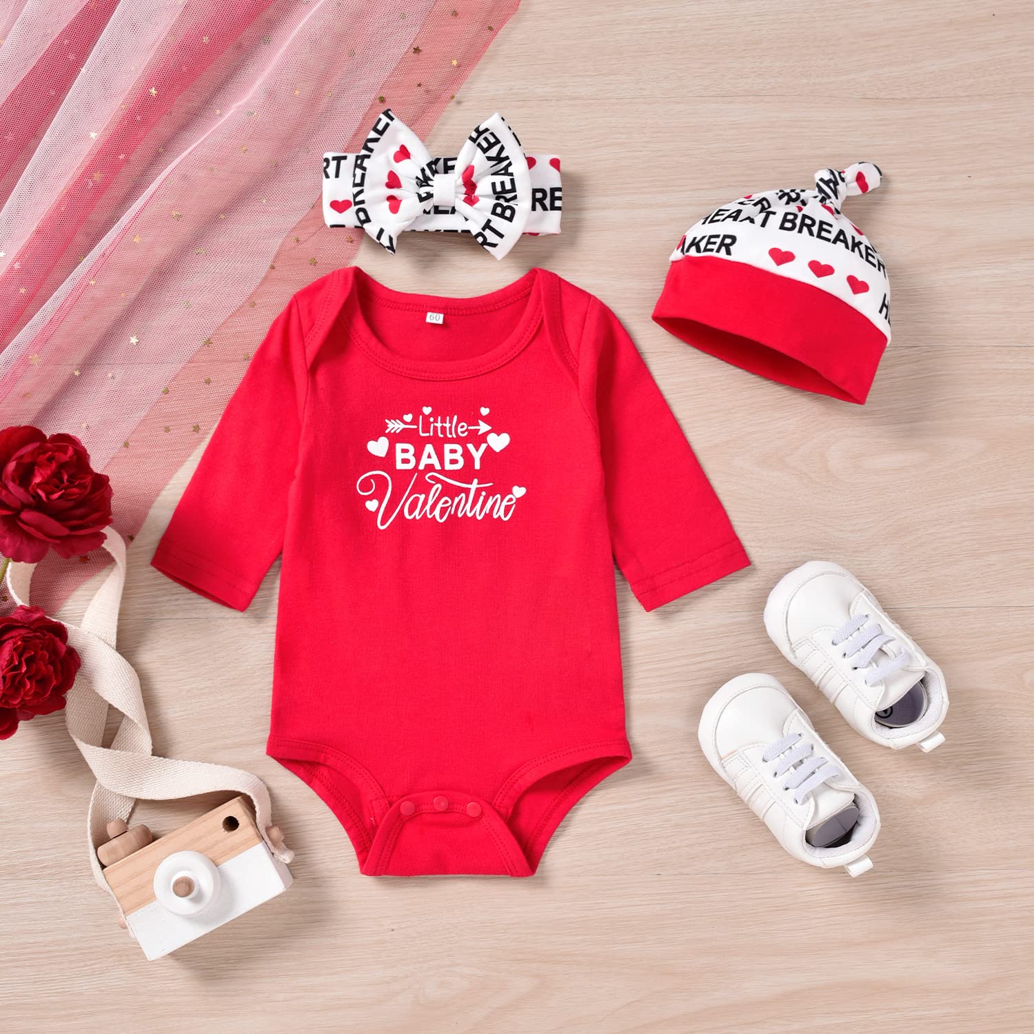 Aalizzwell Preemie Baby Boys Girls First Valentines Day Clothes Premature Heart Long Sleeve Unisex Neutral Outfit Twins Red