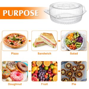 40 Pcs Disposable Pie Keeper Clear Plastic Dessert Containers with Hinged Locking Lids Round Pie Carrier Clamshell Takeout Food Containers for Flan Doughnut Cookies Salads Fruits Vegetables - 6 inch