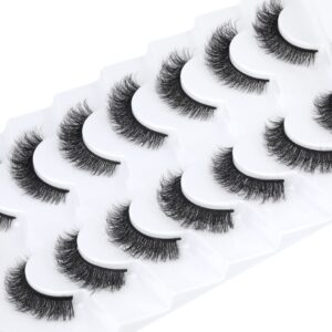 5D Mink Lashes Natural Look False Eyelashes Waved Fluffy Cat Eye Lashes Pack 15mm Short Fake Eyelashes Extension by HeyAlice, 7 Pairs - H07