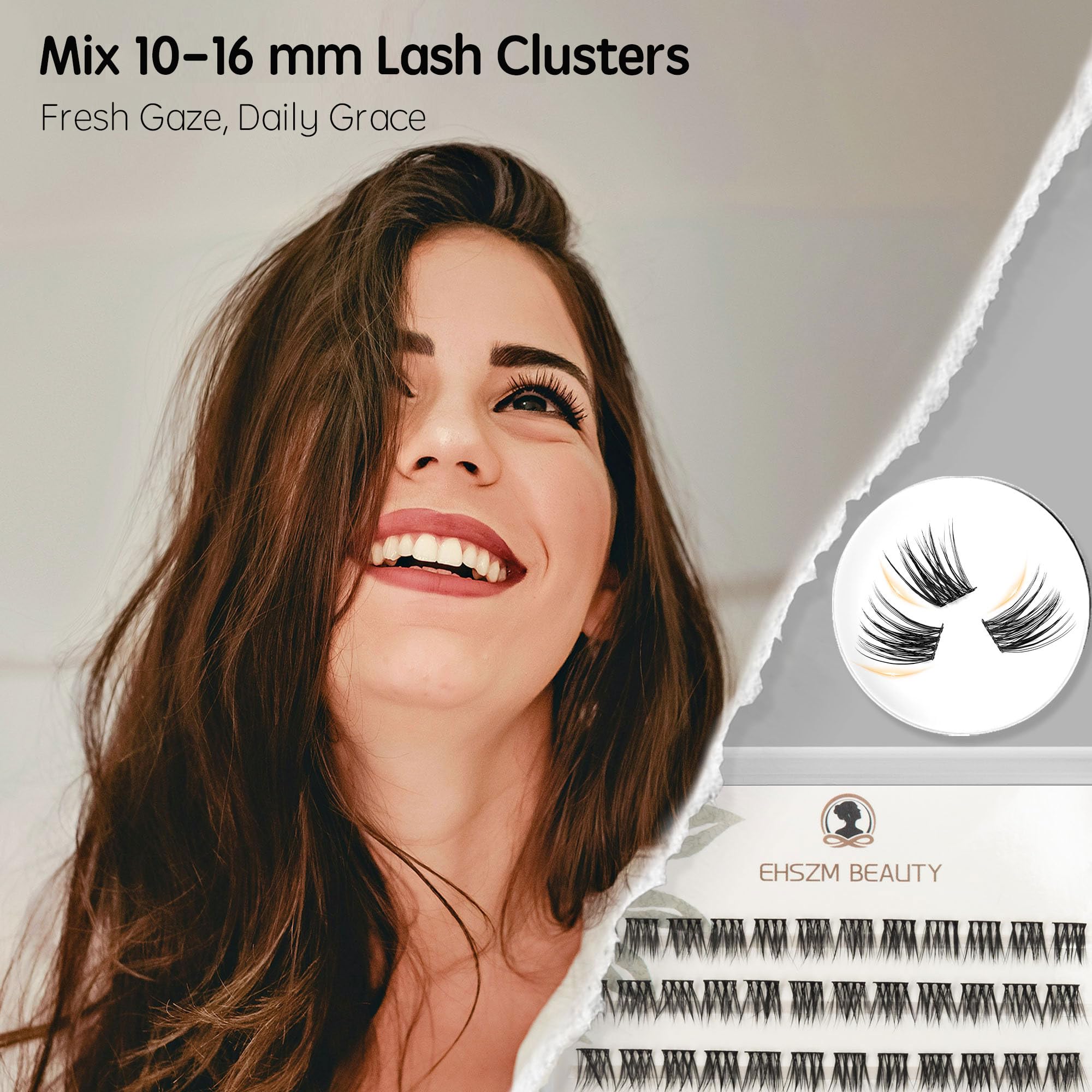 Wispy Natural Look,10mm,12mm,14mm,16mm(10-16mm) D Curl Lash Clusters,Multi-Styles,Individual lash Extensions,Lightweight, Easy to Apply,Suitable for Any Occasion,EHSZM BEAUTY(Natural+Common)