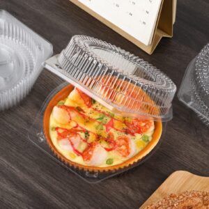 40 Pcs Disposable Pie Keeper Clear Plastic Dessert Containers with Hinged Locking Lids Round Pie Carrier Clamshell Takeout Food Containers for Flan Doughnut Cookies Salads Fruits Vegetables - 6 inch