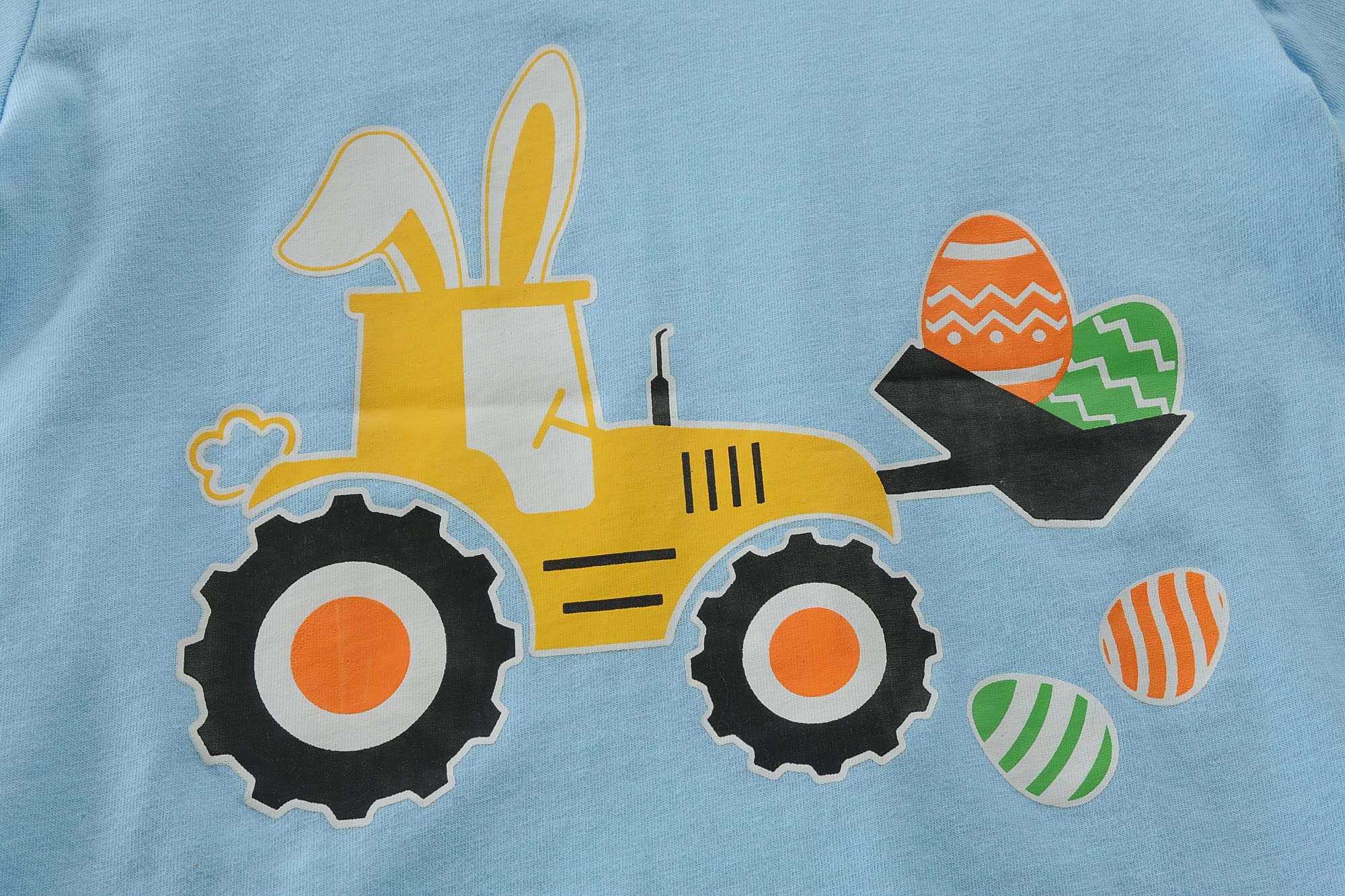 Toddler Boys T-Shirt Easter Shirt Eggs Tractor Bunny Tops Kids Short Sleeve Hoppy Easter Baby Tees 2T