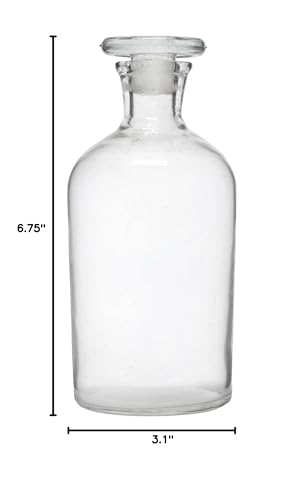 EISCO Reagent Bottle, 500ml - Narrow Neck - Includes Tight Fitting Glass Stopper - Soda Glass Labs