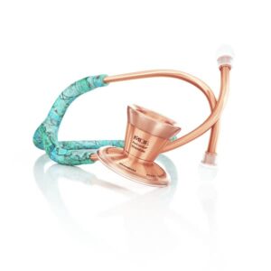 MDF Instruments Engravable ProCardial Cardiology Stethoscope, Lightweight Titanium Personalized Custom, Turquoise Tube, Rose Gold Chestpiece-Headset, MDF797TTQRG