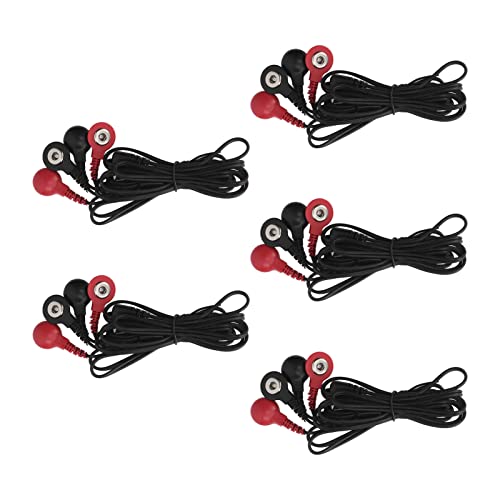 Electrode Cables, 5pcs Tens Replaces Cable 4 Snap 4.6 Ft 2.5mm Treats Tens Unit Electrode Cable Short Button Type Electrode Wire for Tens Machines