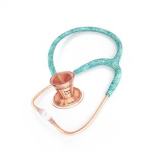 MDF Instruments Engravable ProCardial Cardiology Stethoscope, Lightweight Titanium Personalized Custom, Turquoise Tube, Rose Gold Chestpiece-Headset, MDF797TTQRG