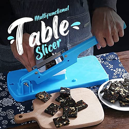 Multifunctional Table Slicer, 2023 Upgraded Manual Meat Slicer, Portable Frozen Meat Cutter Machine, Hand Fruit Bread Vegetable Beef Mutton Roll Slicing Machine for Home Cooking Hot Pot (Blue)