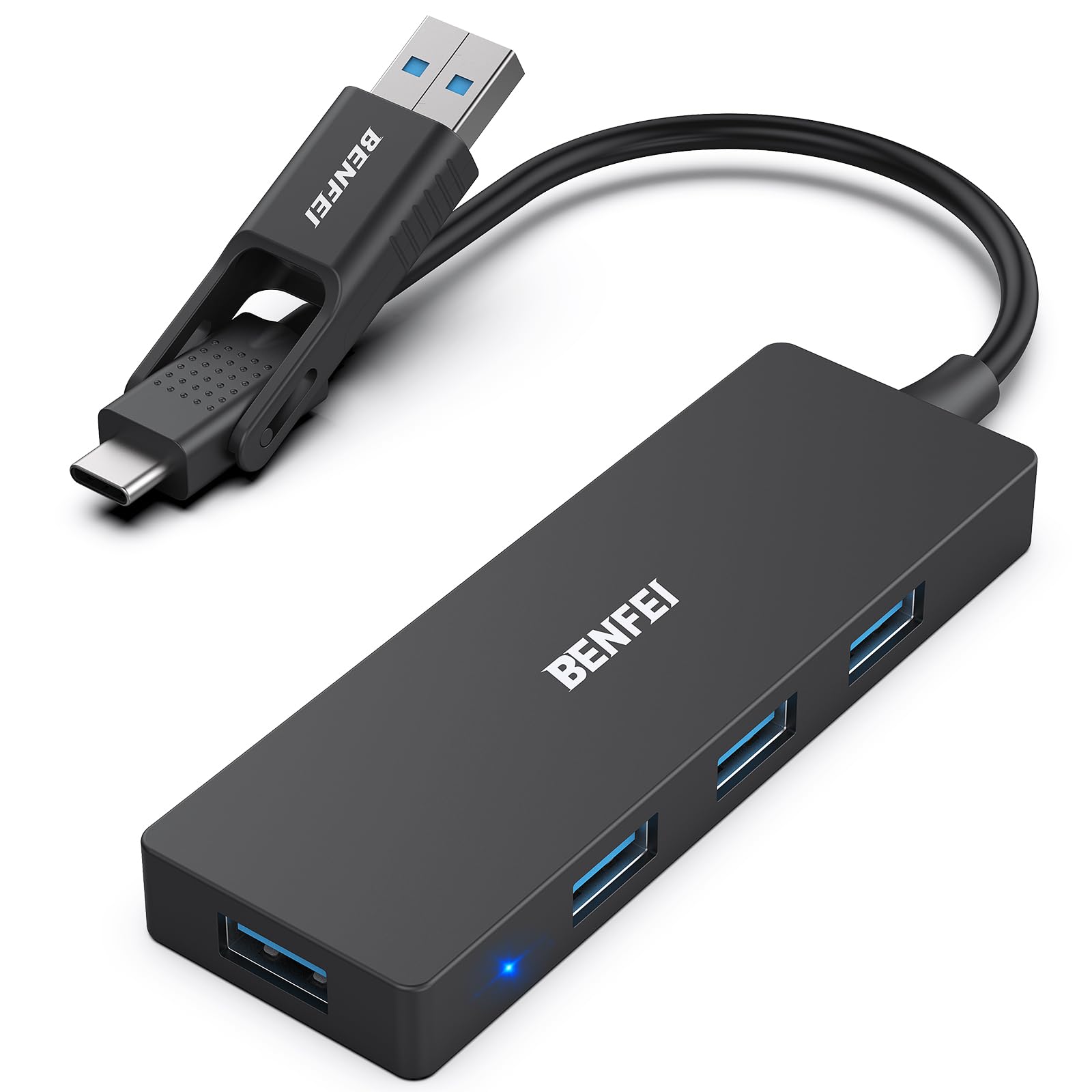 BENFEI 4-Port USB 3.0 Ultra Flat Data Hub, USB C Hub with 4 Ports USB 3.0 Adapter, 3.0 USB Splitter 5Gbps Compatible with iPhone 15 Pro/Max MacBook Pro/Air 2023, iPad Pro, iMac S23, XPS 17, etc